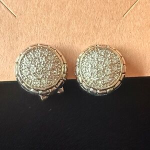 Pavé Silver Clip-On Earrings | Round Sparkle Statement | Vintage Style